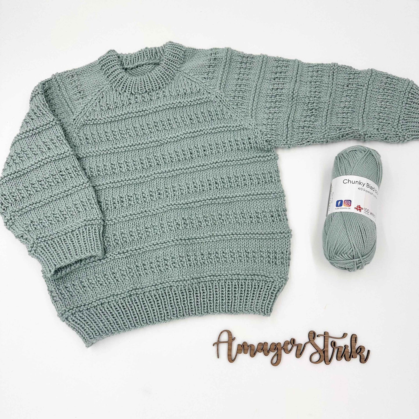 Struktur sweater str.2/3 år i Chunky blød bomuld