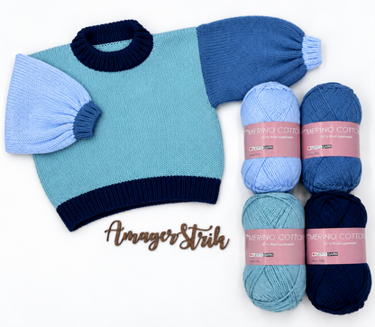 Strikkekits til farvelade sweater i Merino Cotton