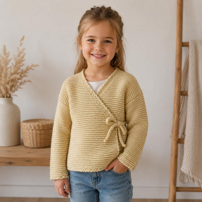 Strikkekits til Slå om trøje junior i Merino Cotton