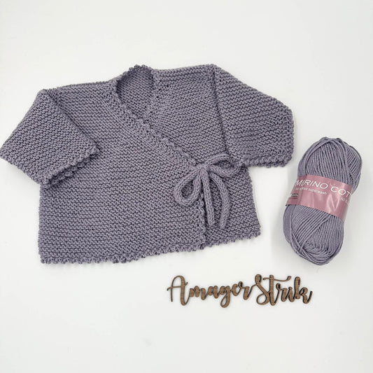 Slå om trøje str. 3/6 mdr i Merino Cotton