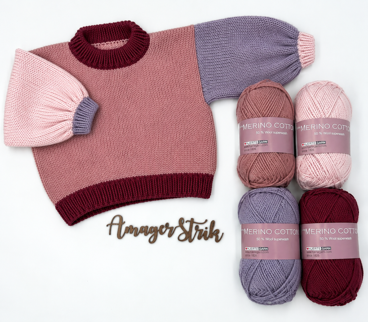 Strikkekits til farvelade sweater i Merino Cotton