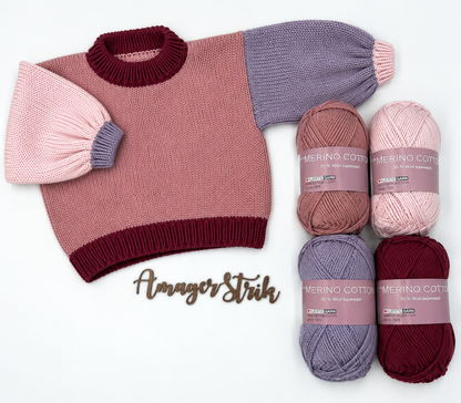 Strikkekits til farvelade sweater i Merino Cotton