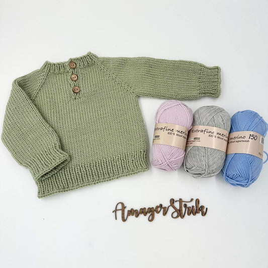 Strikkekits til Mælkedrenge sweater i Extrafine merino 150.