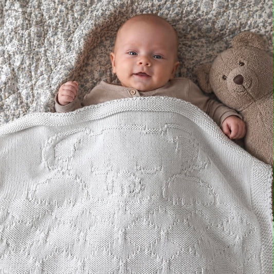 Strikkekits til Bamse babytæppe i Chunky blød bomuld og blød bomuld