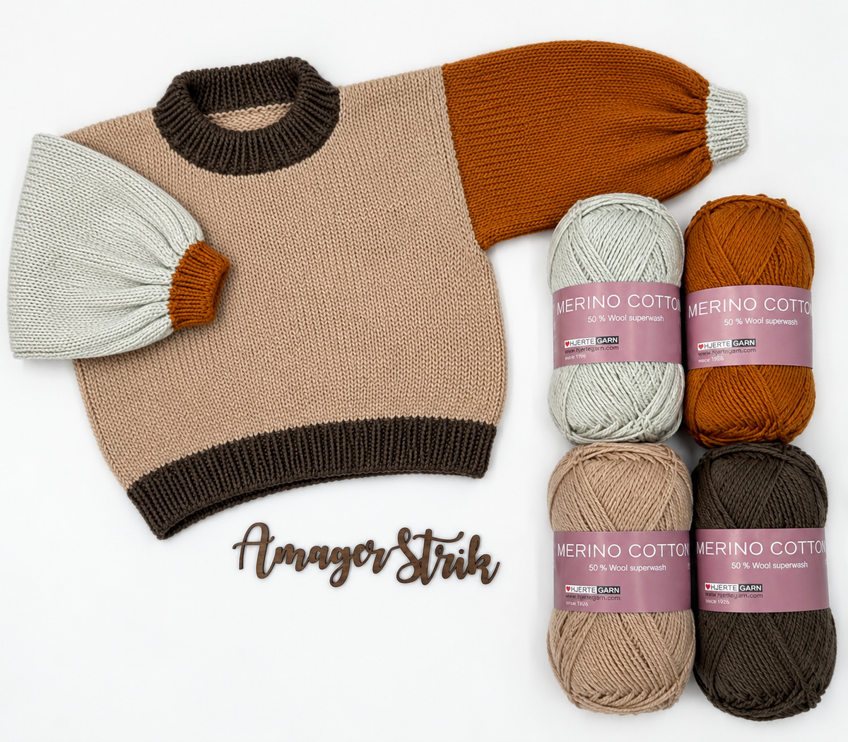 Strikkekits til farvelade sweater i Merino Cotton