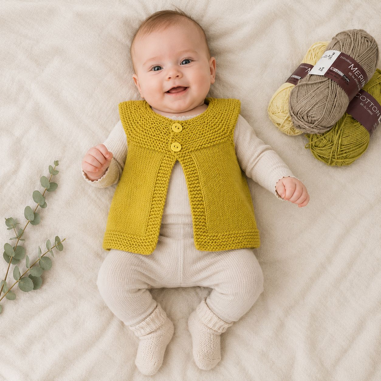 Strikkekits til Cirkelines vest i Merino Cotton