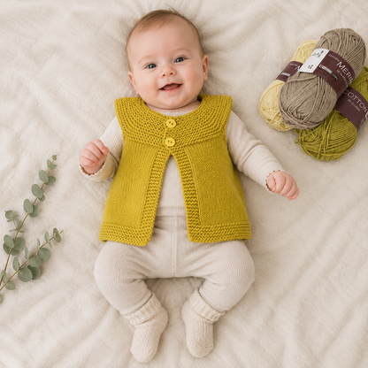 Strikkekits til Cirkelines vest i Merino Cotton