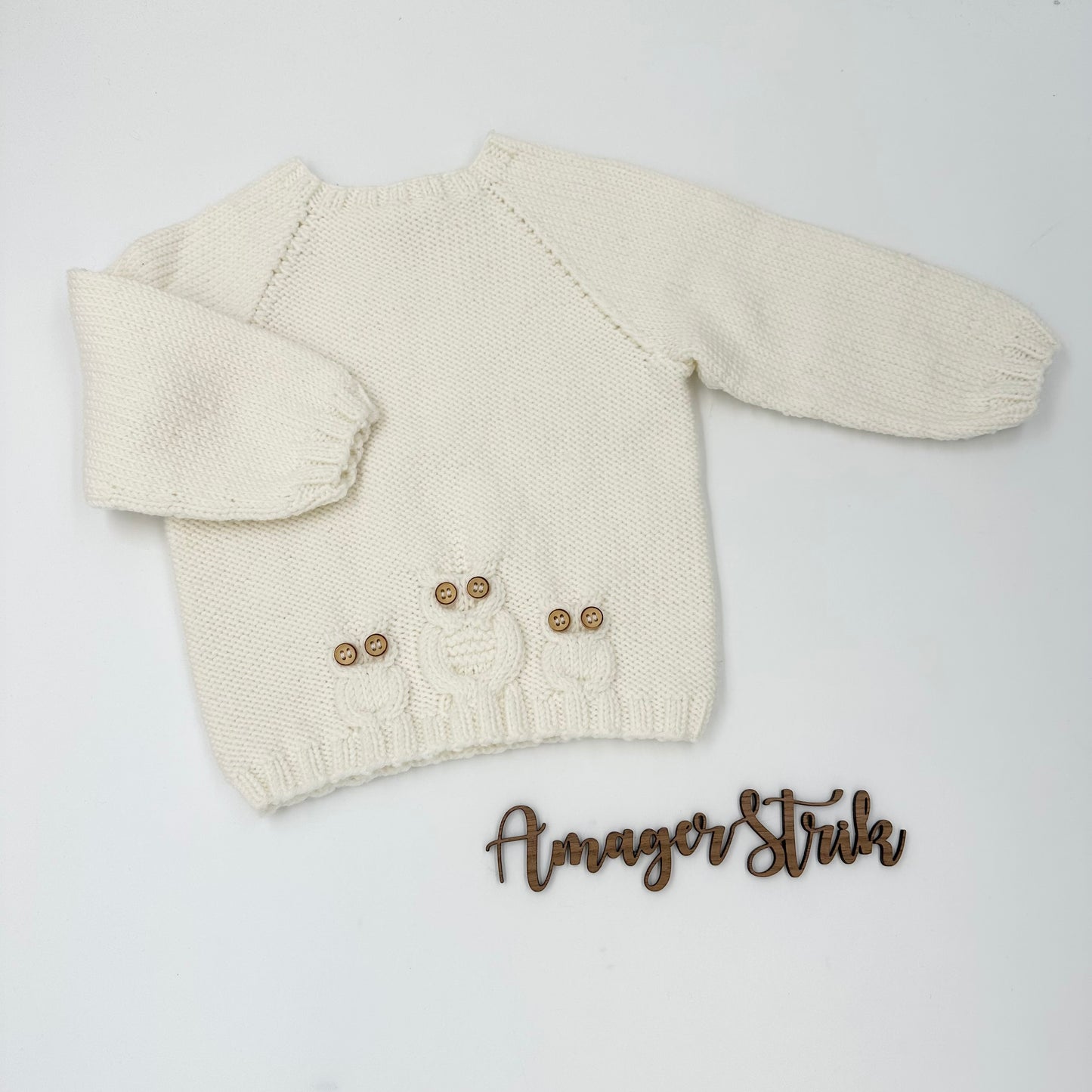 Ugle luk-øje sweater str.6/9 mdr i Extrafine Merino 120