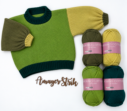Strikkekits til farvelade sweater i Merino Cotton