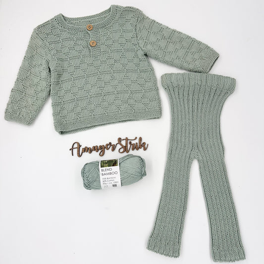 Strikkekit til William's stolpebluse og ribgamacher i Blend Bamboo