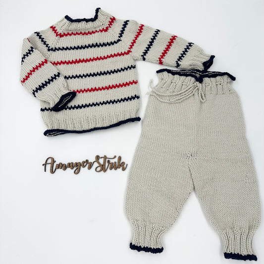 Pippi sæt str.6/9 mdr i Merino Cotton.