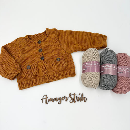 Strikkekits til Kastanje cardigan