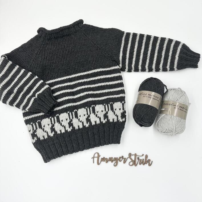 Strikkekits til Elefantblusen junior i Extrafine merino 90
