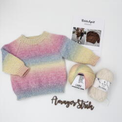 Strikkekits til Bamsesweater i regnbuefarver