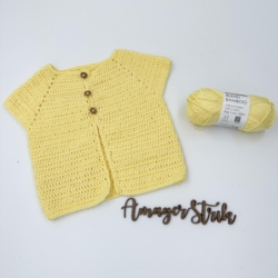 Opskrift til Hæklet Solsikke vest i Blend Bamboo
