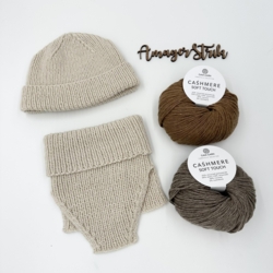 Strikkekits til Beanie hue-sæt i Cashmere Soft Touch
