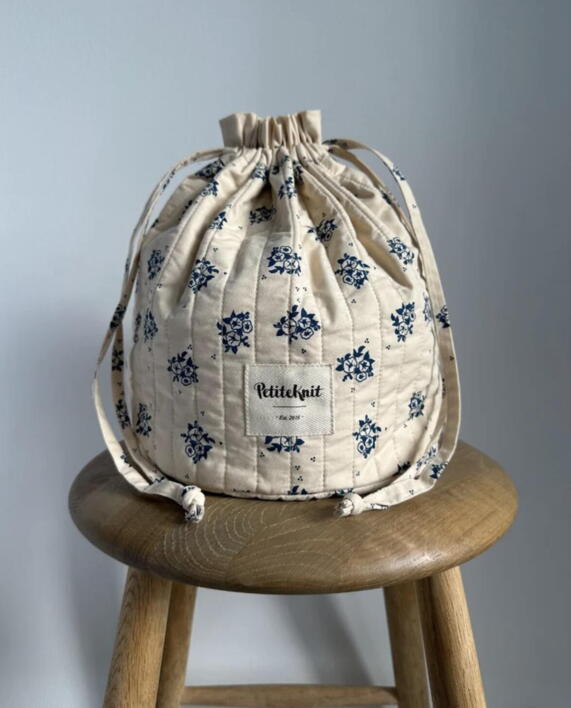 Get Your Knit Together Bag - Midnight Blue Flower - PetiteKnit