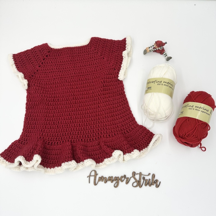 Opskrift til Hæklet Juletunika i Extrafine merino 120