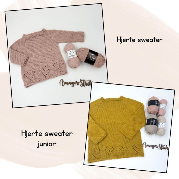 Opskrifter til Hjerte sweater og Hjerte sweater junior i 1. Class Cashmere og Alva