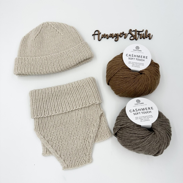 Opskrift til Beanie hue-sæt i Cashmere Soft Touch