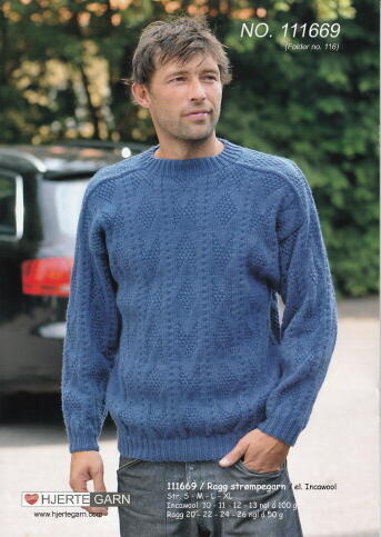Opskrift til herresweater med strukturmønster i Ragg eller Inca Wool
