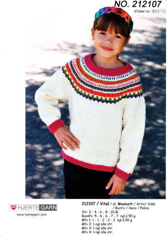 212107 / Opskrift til sweater med mønster i bærestykket i Vital