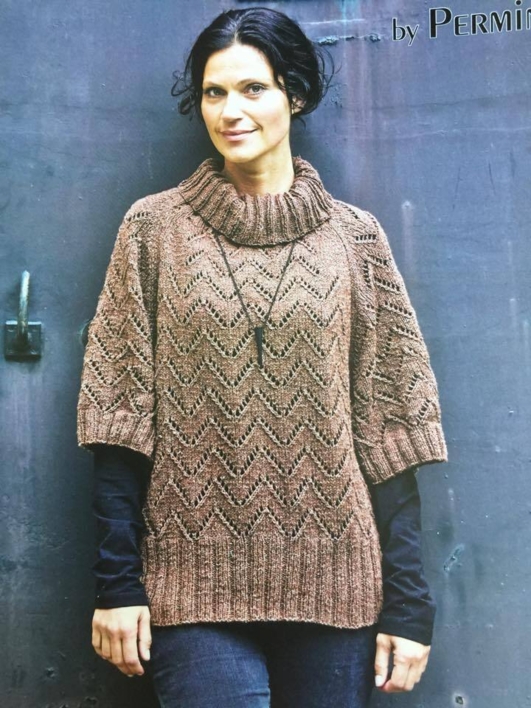 Opskrift til sweater med hulmønster i Zenta