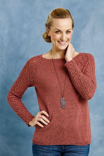 Opskrift til sweater med mønstrede ærmer i Ellen alternativ Amager Strik Coast