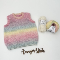 Strikkekits til Regnbue vest i Alva og Merino bébé