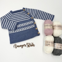 Strikkekits til Mønsterstrikket trøje med sidelukning i Extrafine merino 150